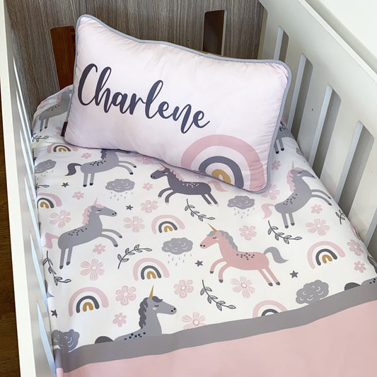 Cot Bedding - Pink Unicorn Set 10