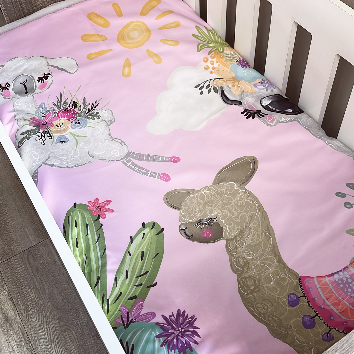 Cot Bedding - Pink Llama Set 03