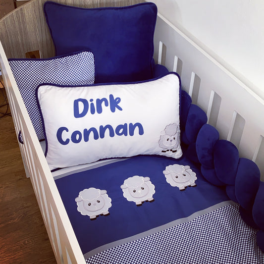 Cot Bedding - Navy Sheep Set 02