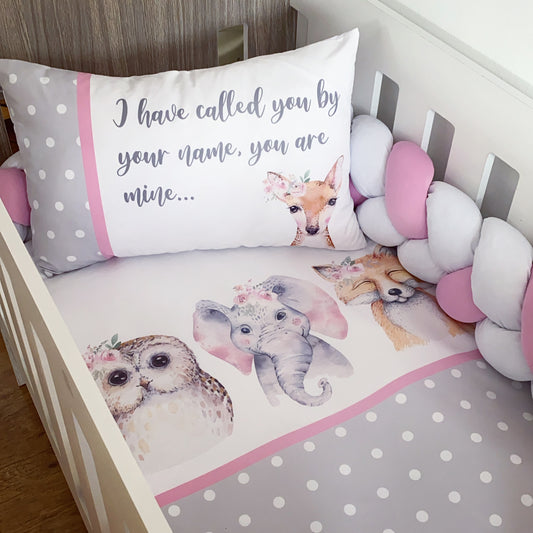Cot Bedding - Pink Woodlands set 07