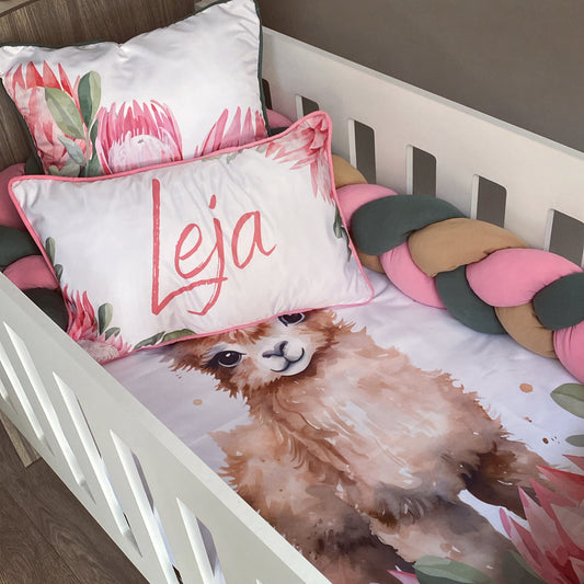 Cot Bedding - Pink Llama Set 02