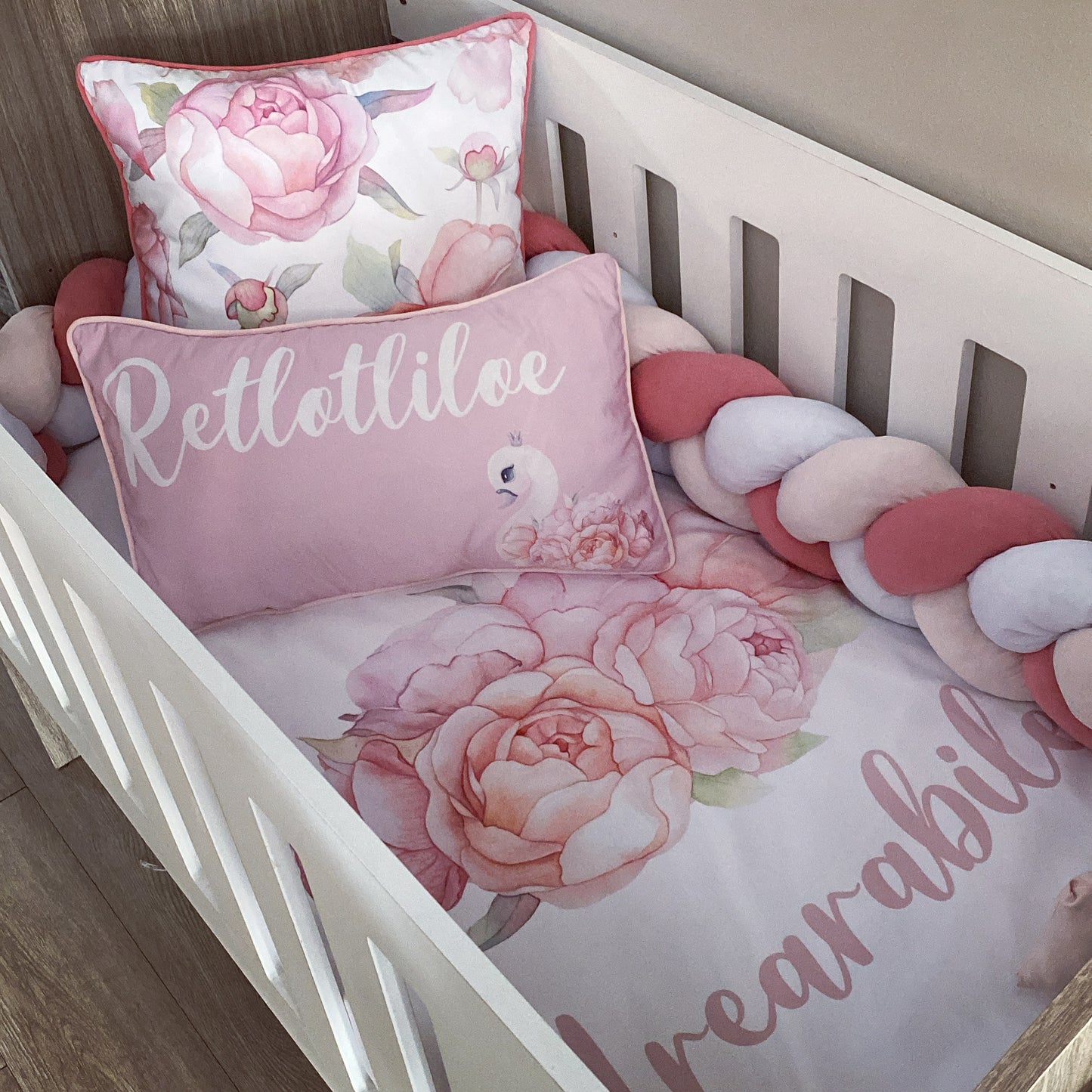 Cot Bedding - Pink Swan Set 06