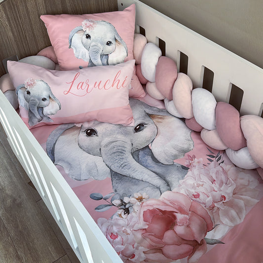 Cot Bedding - Pink Elephant Set 18