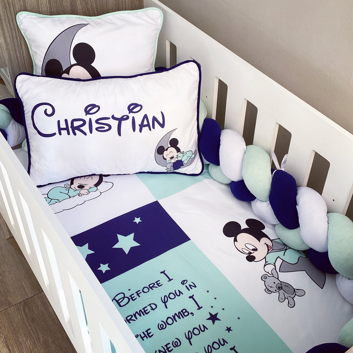 Cot Bedding - Blue Mickey Mouse Set 05