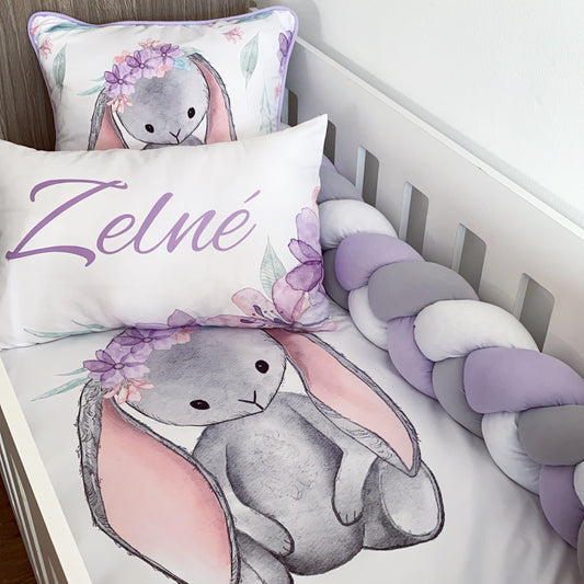 Cot Bedding - Purple Bunny Set 02