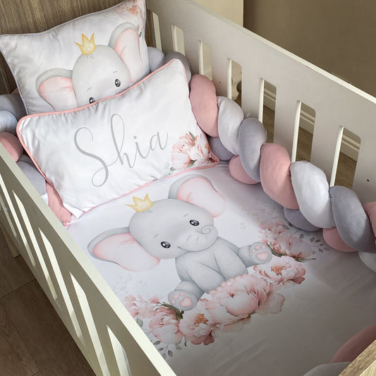 Cot Bedding - Pink Elephant Set 39