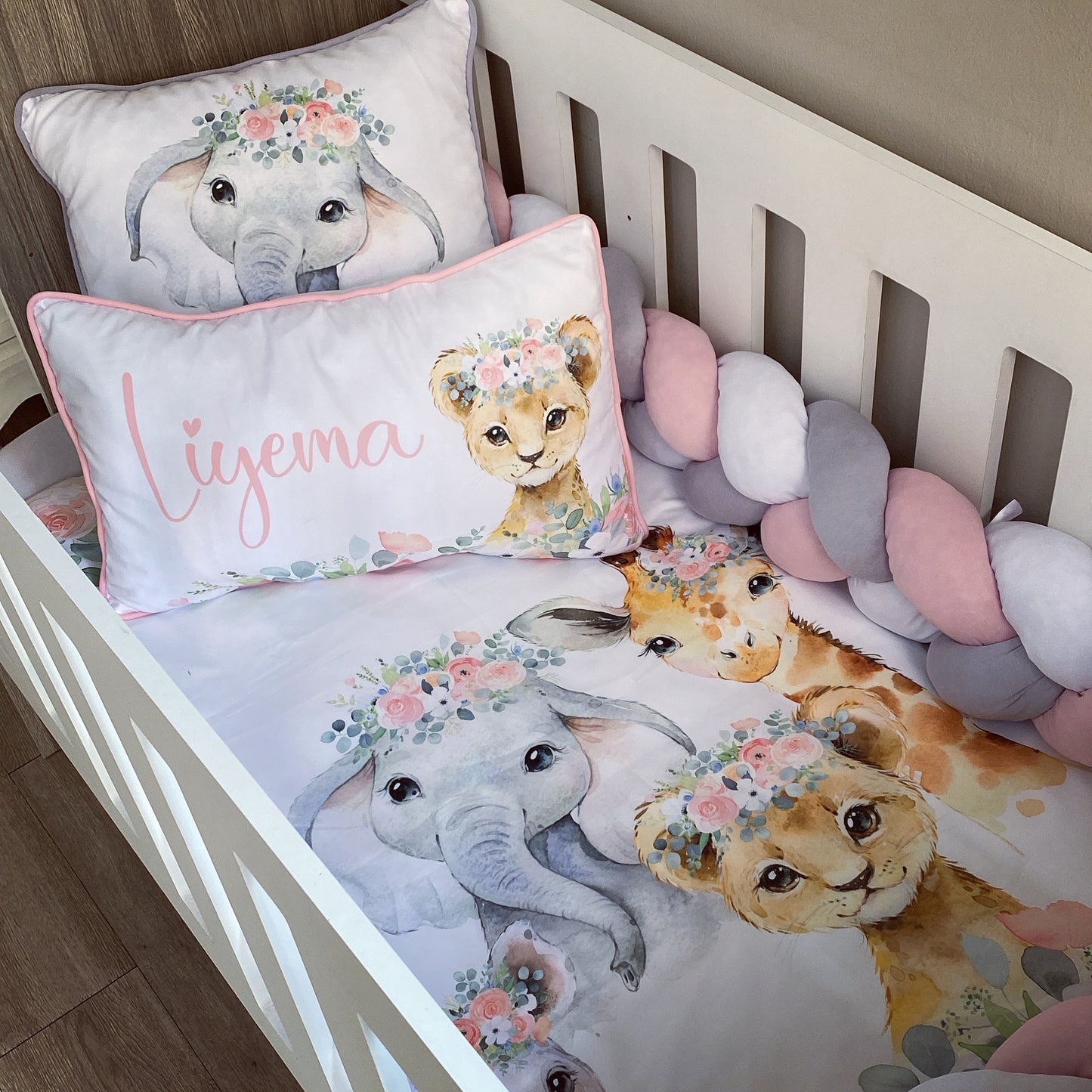 Cot Bedding - Pink Safari Set 22