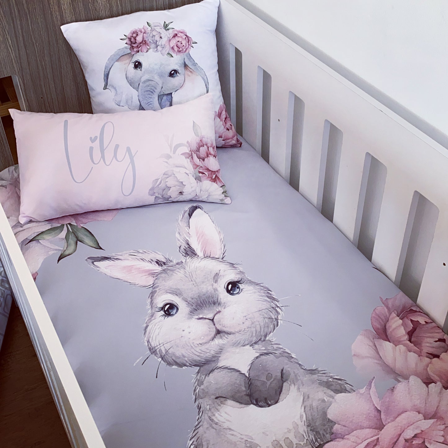 Cot Bedding - Grey Bunny Set 04