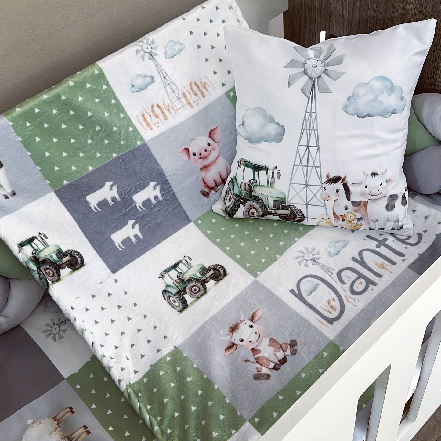 Cot Bedding - Green Farm Set 01
