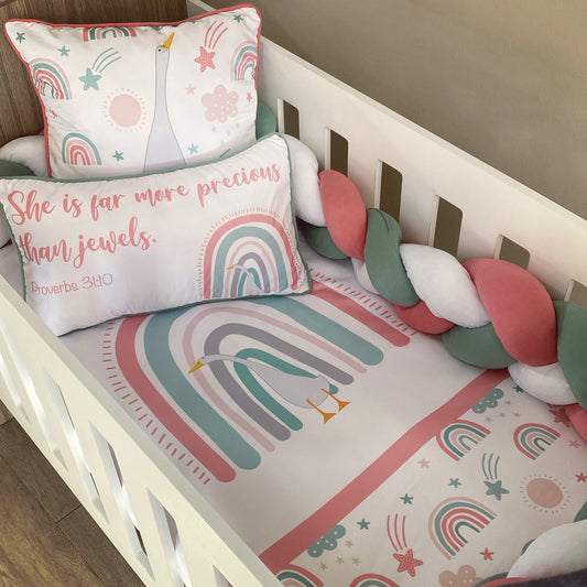 Cot Bedding - Pink Rainbow Set 04