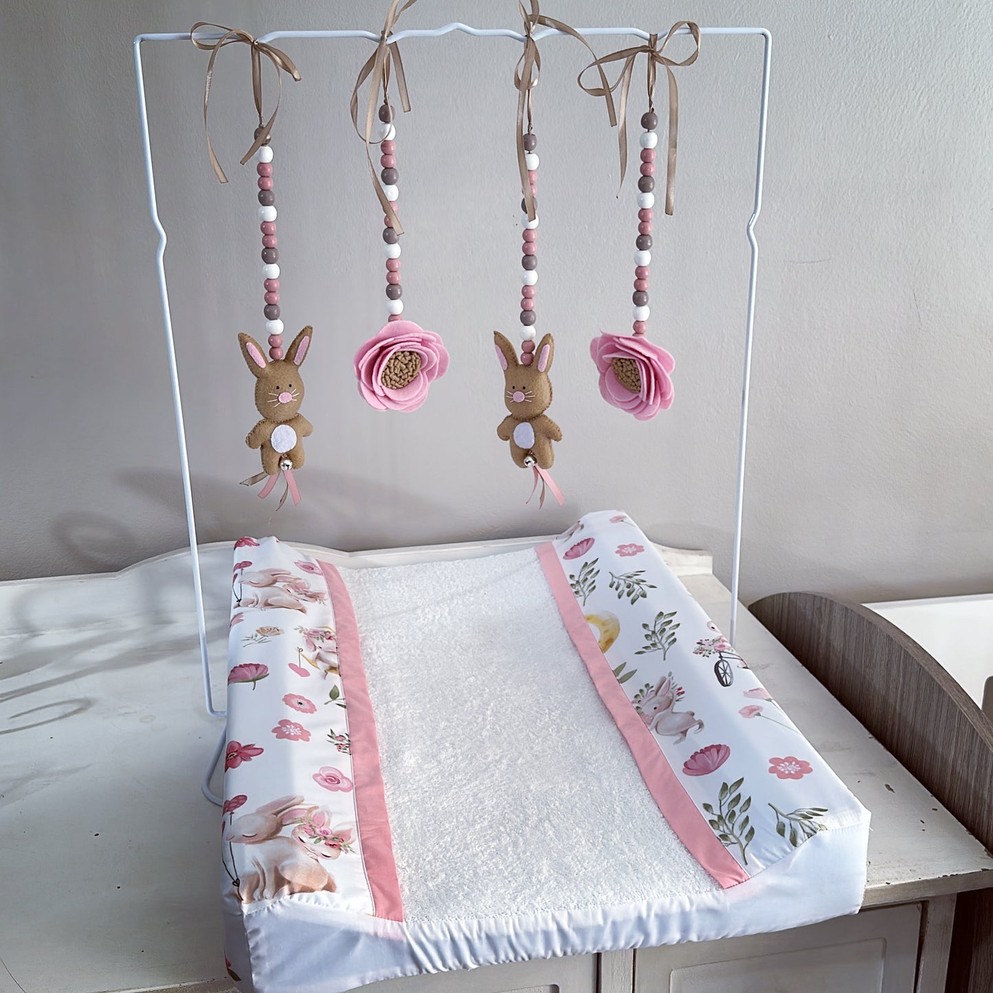 Cot Bedding - Coral Pink Bunny Set 01