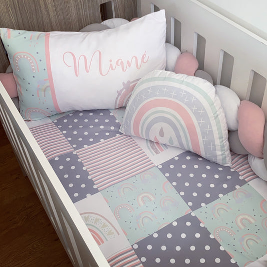 Cot Bedding - Pink Rainbow Set 06