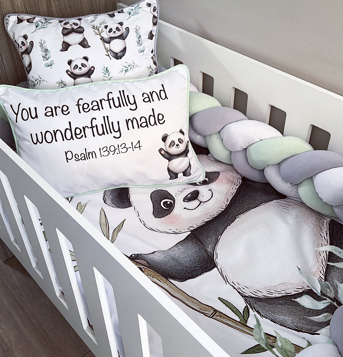 Cot Bedding - Sage Panda Set 01