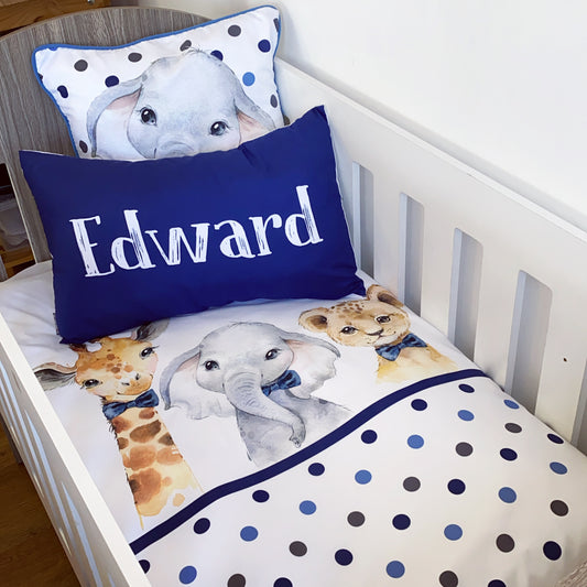 Cot Bedding - Navy Safari Set 03