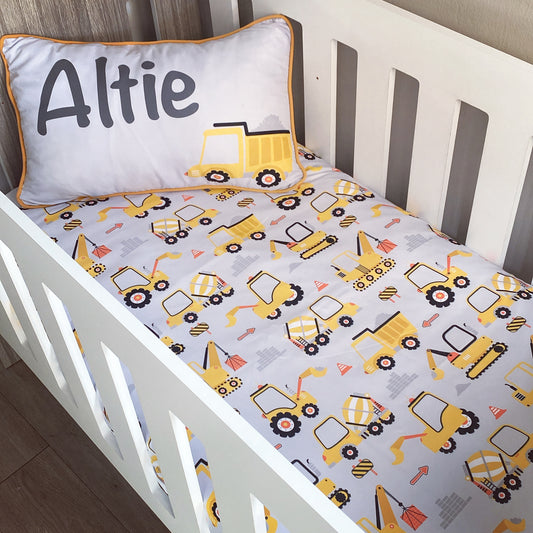Cot Bedding - Yellow Construction Set 01