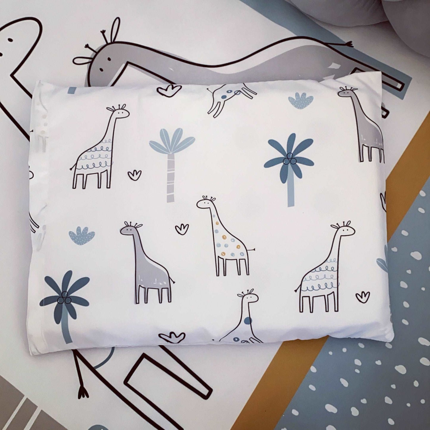 Cot Bedding - Blue Grey Giraffe Set