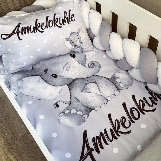 Cot Bedding - Grey Elephant Set 04