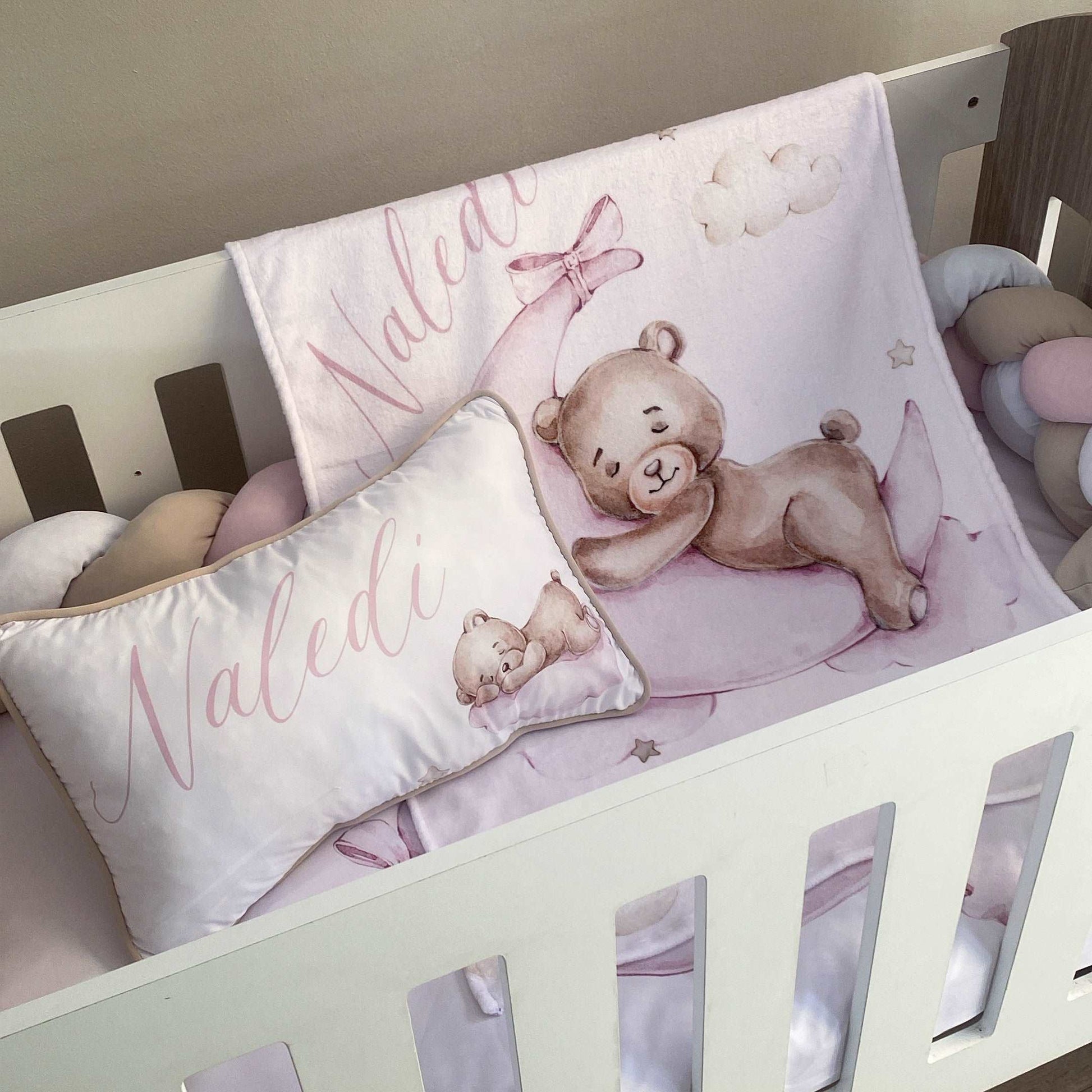Cot Bedding - Pink Bear Set 01