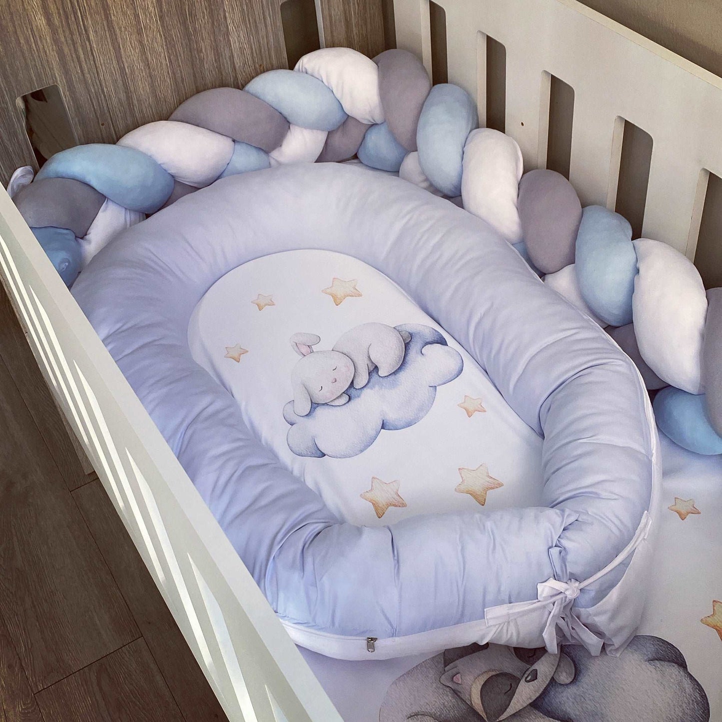 Cot Bedding - Blue Grey Woodlands Set