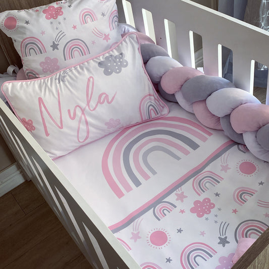 Cot Bedding - Pink Rainbow Set 03