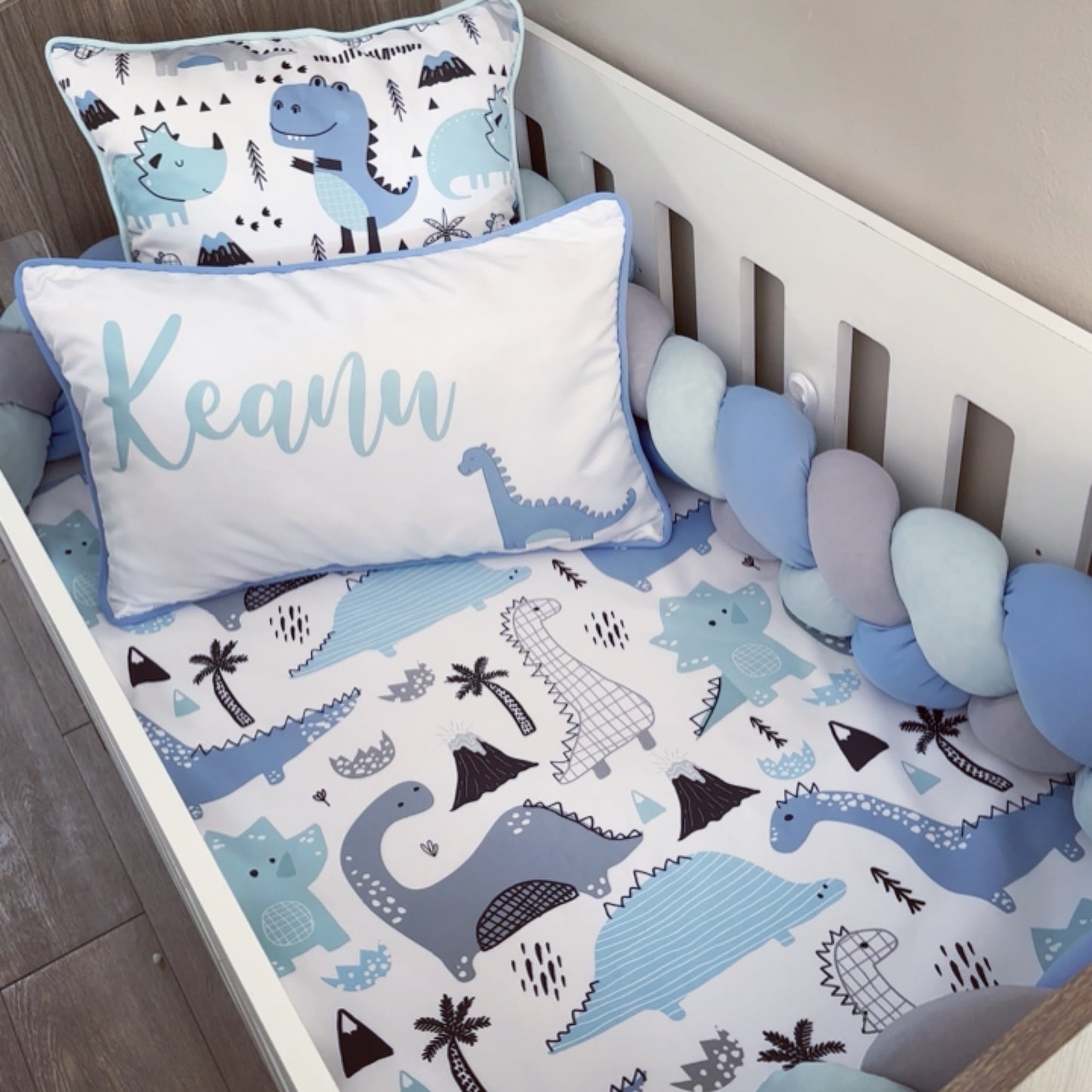 Cot Bedding - Blue Dinosaur Set 03