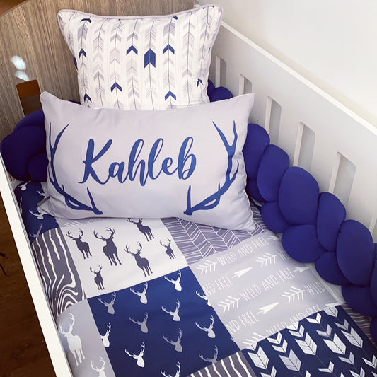 Cot Bedding - Navy Deer Set 01