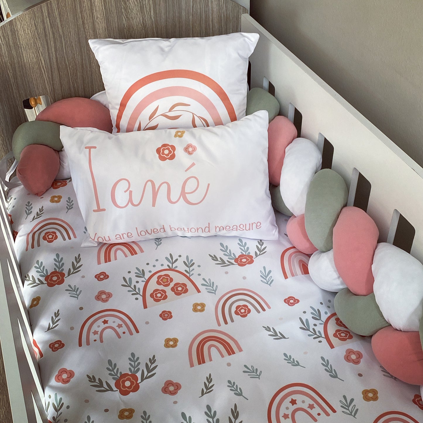 Cot Bedding - Coral Rainbow Set 01