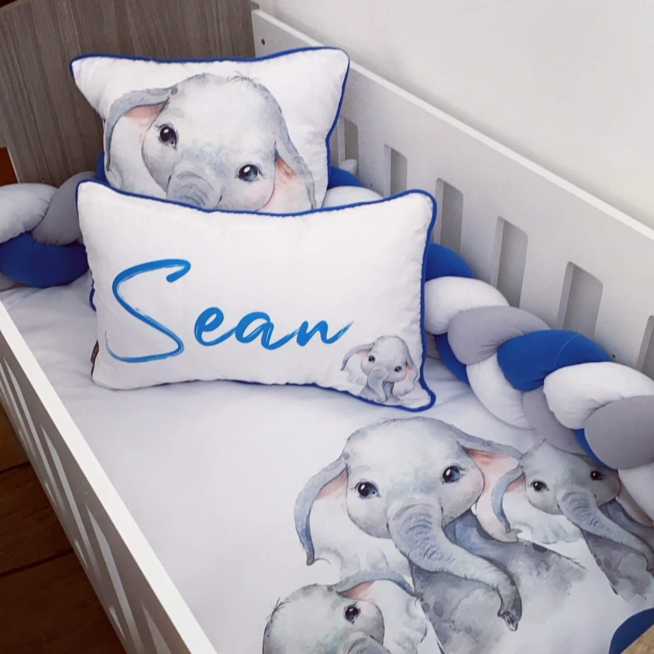 Cot Bedding - Blue Elephant Set 13