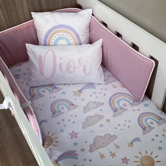 Cot Bedding - Pink Rainbow Set 07