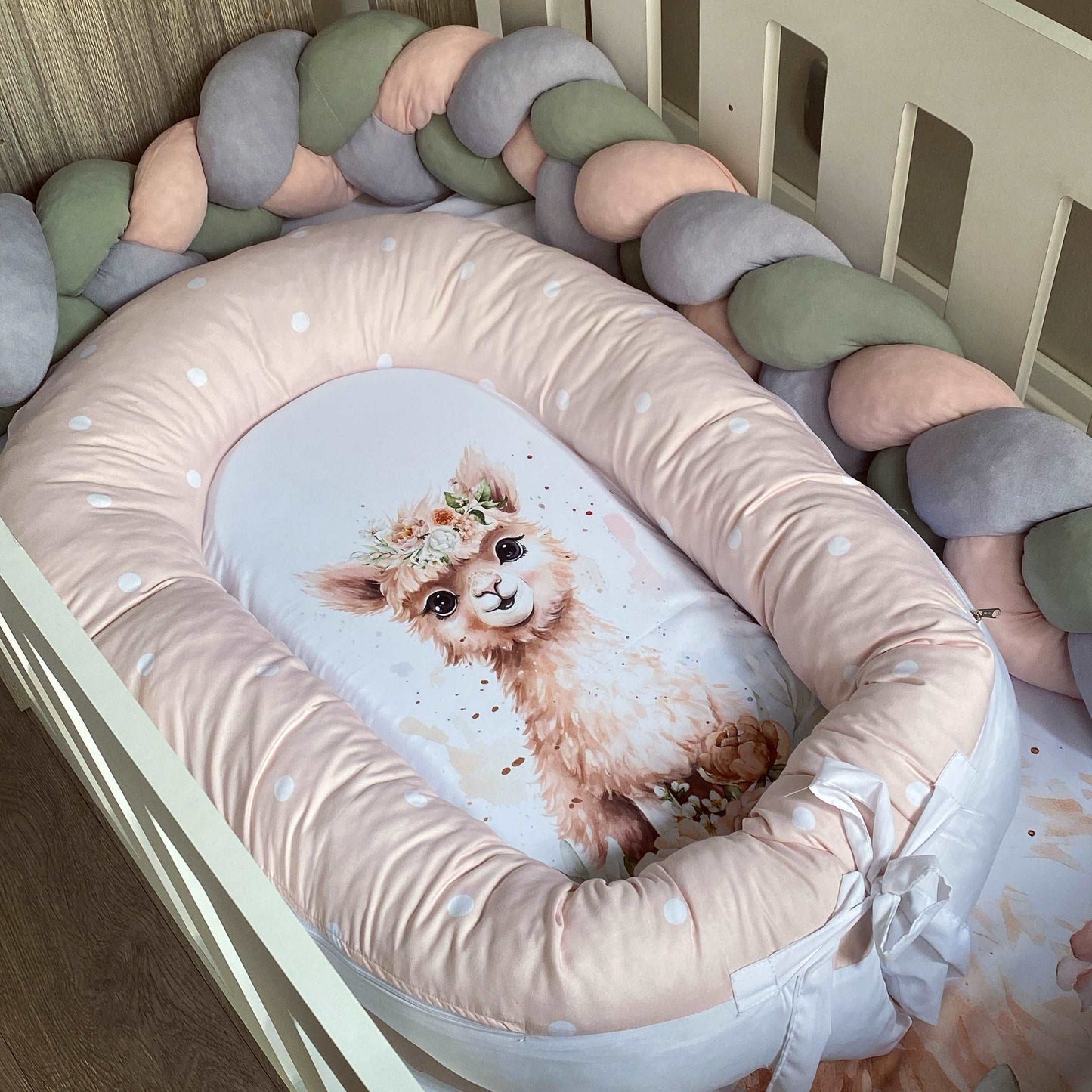 Cot Bedding - Coral Llama Set 01