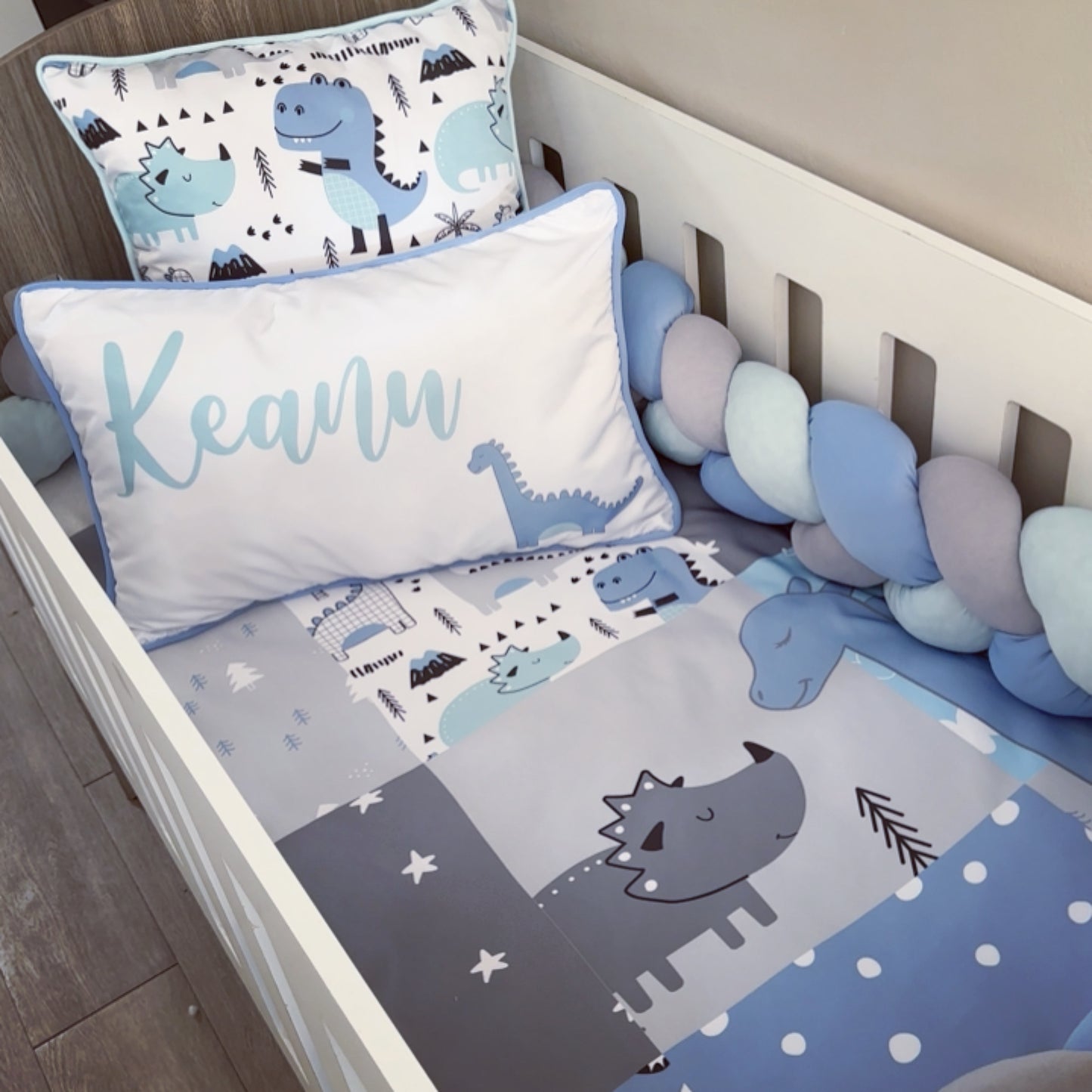Cot Bedding - Blue Dinosaur Set 03