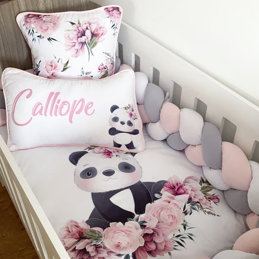 Cot Bedding - Peach Panda Set 02