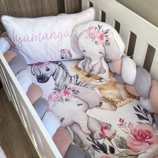 Cot Bedding - Pink Safari Set 32