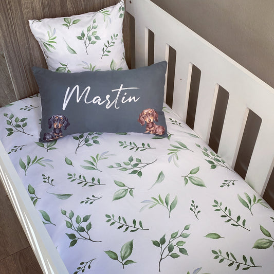 Cot Bedding - Leaf Dachshund Set 01
