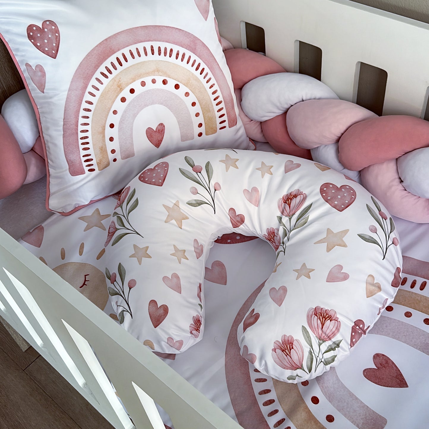 Cot Bedding - Pink Boho Rainbow Set 04