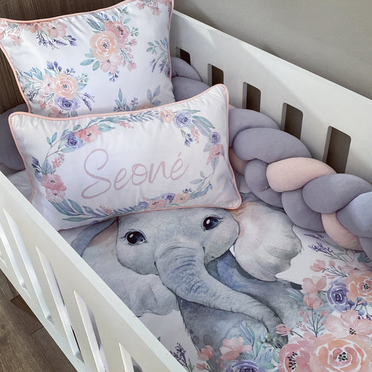 Cot Bedding - Pink Elephant Set 19