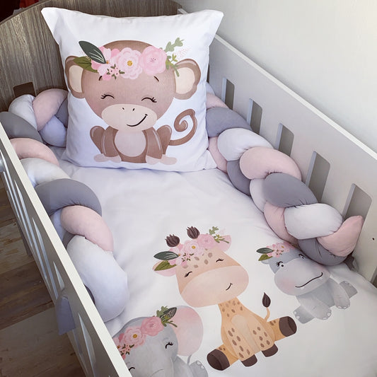 Cot Bedding - Pink Safari Set 40
