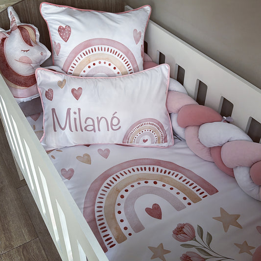 Cot Bedding - Pink Boho Rainbow Set 04