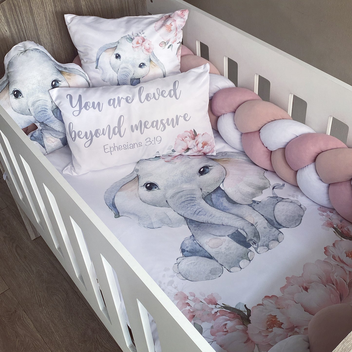 Cot Bedding - Pink Elephant Set 20