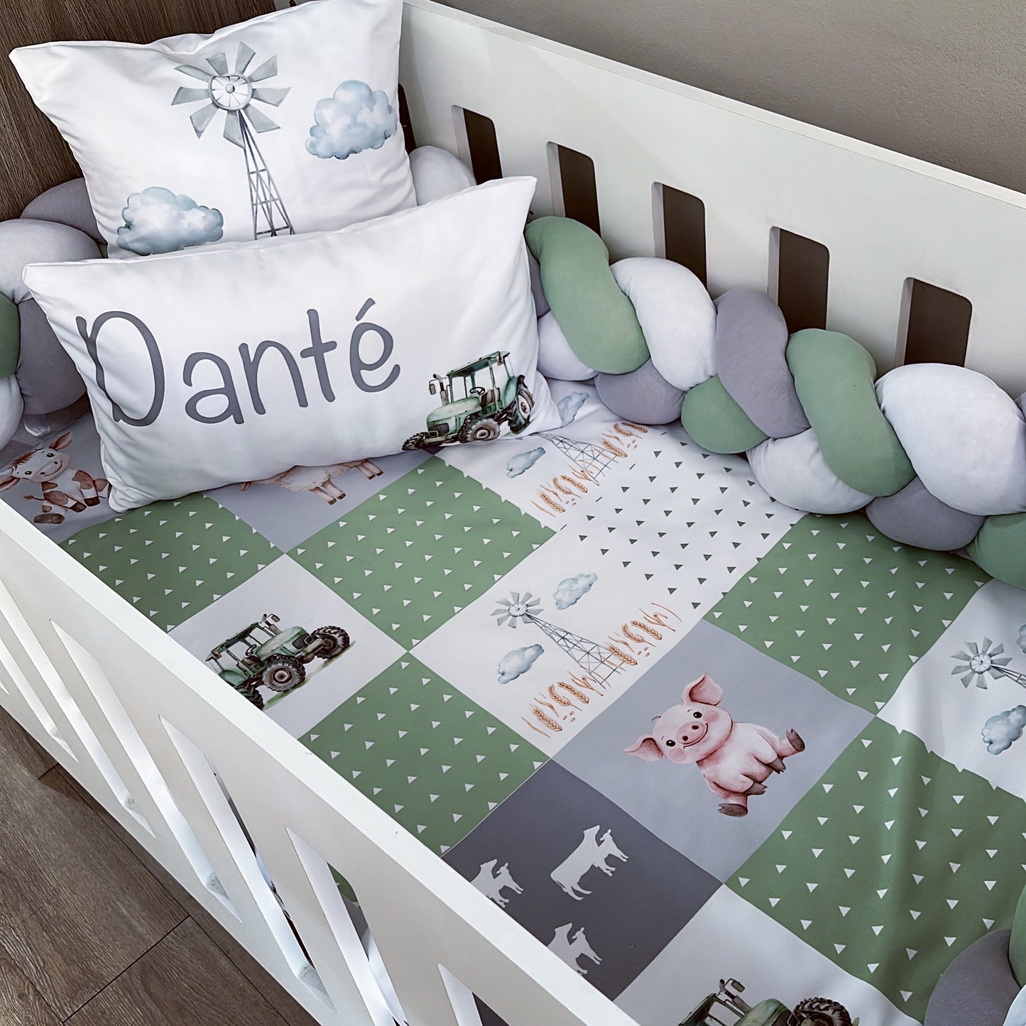 Cot Bedding - Green Farm Set 01
