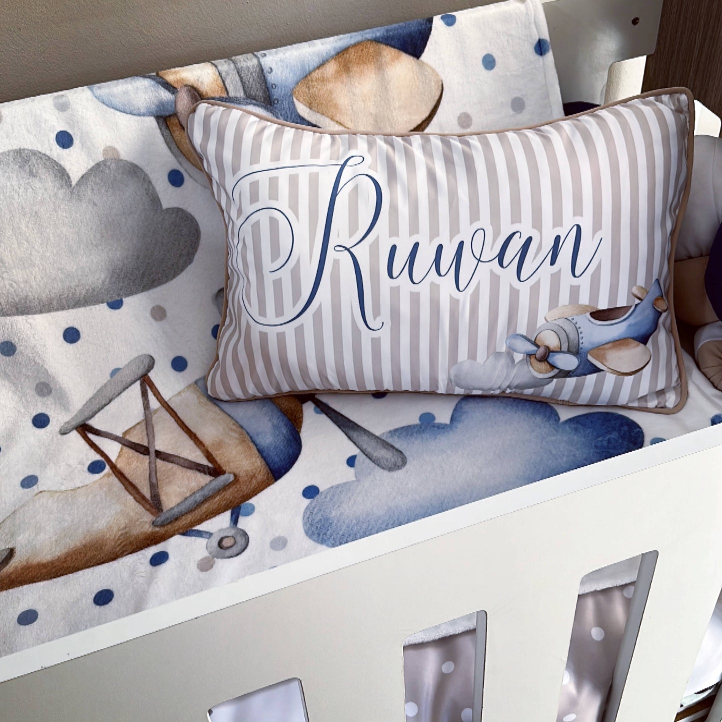 Cot Bedding - Blue Stone Plane Set 03