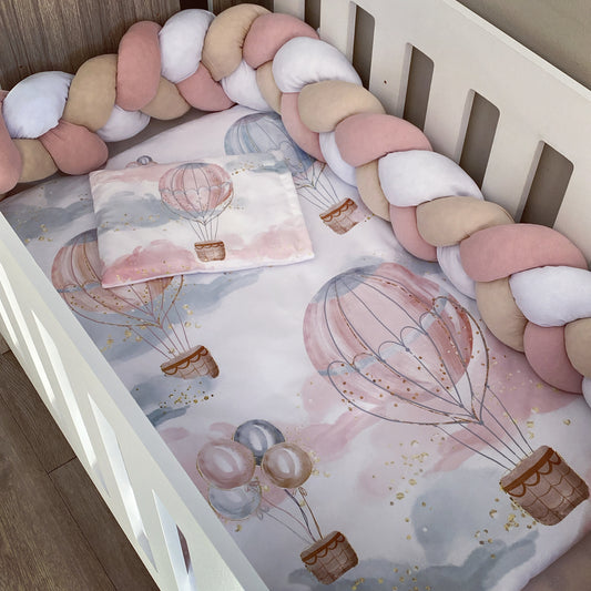 Cot Bedding - Pink Hot Air Balloon Set 04