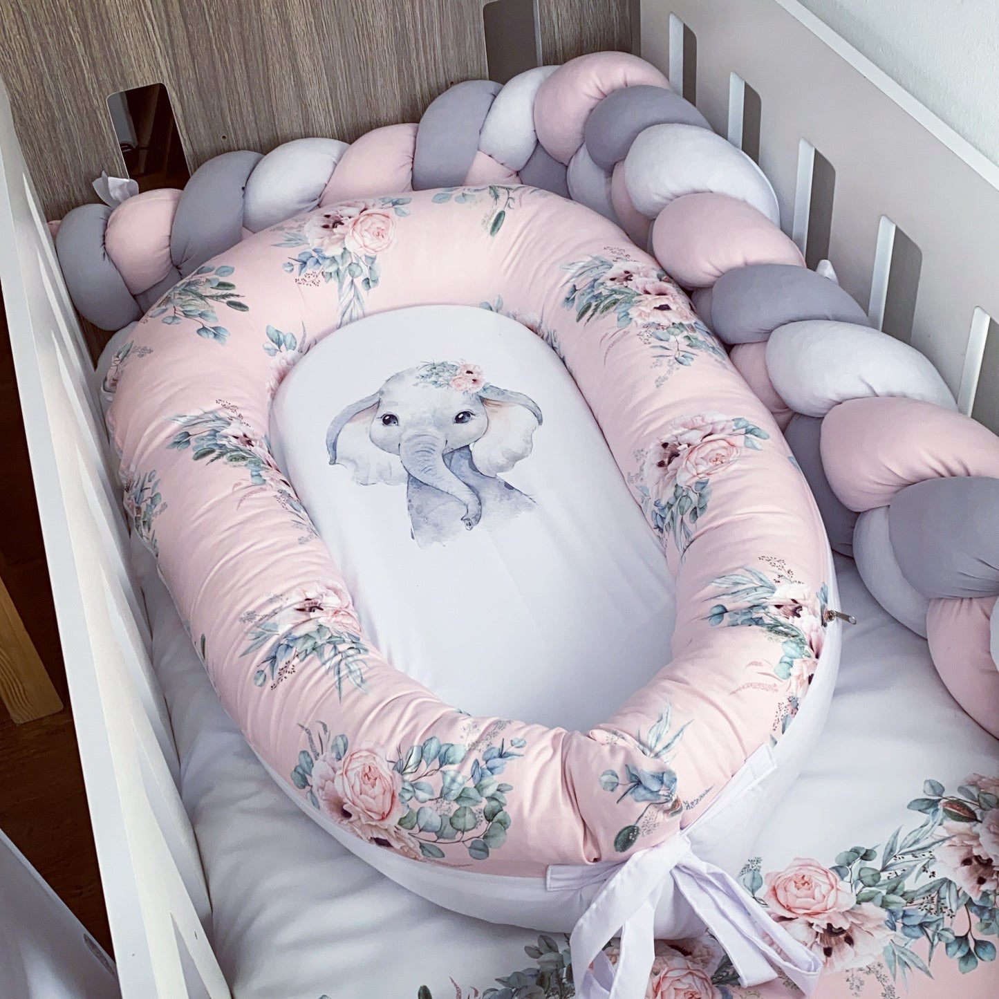 Cot Bedding - Pink Elephant Set 30