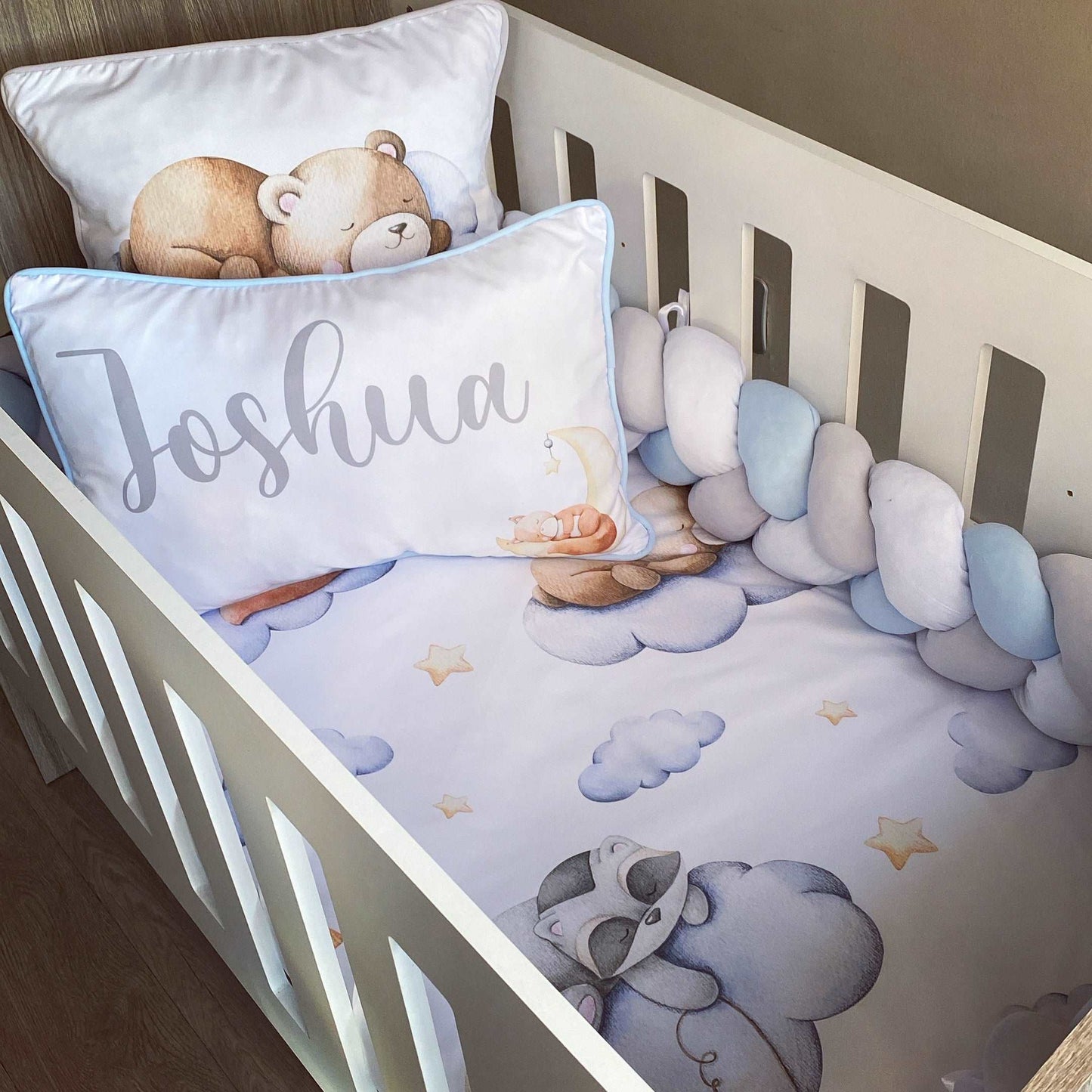 Cot Bedding - Blue Grey Woodlands Set