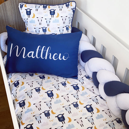 Cot Bedding - Navy Sheep Set 03