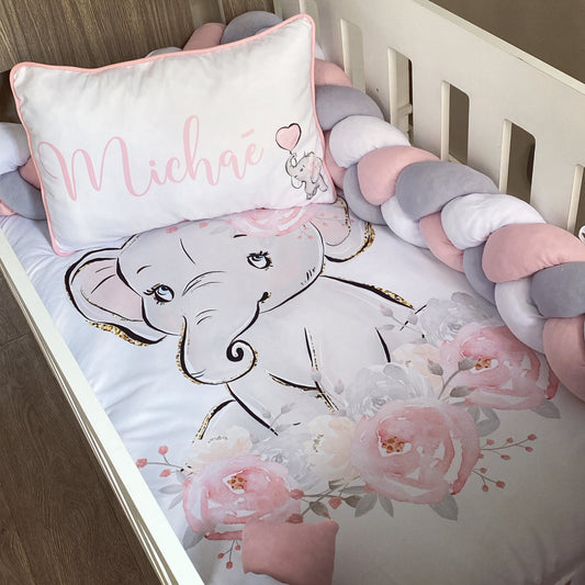 Cot Bedding - Pink Elephant Set 46
