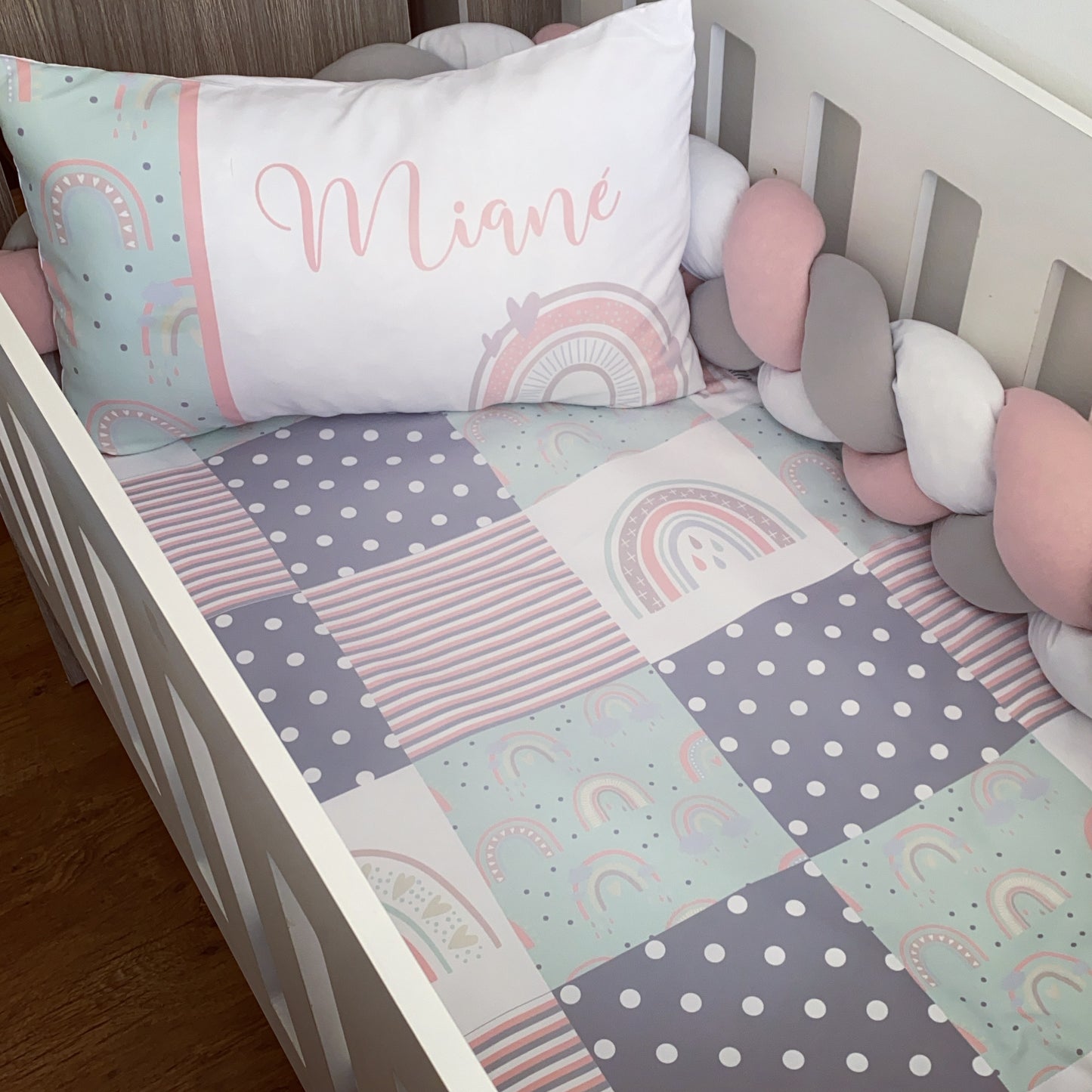 Cot Bedding - Pink Rainbow Set 06