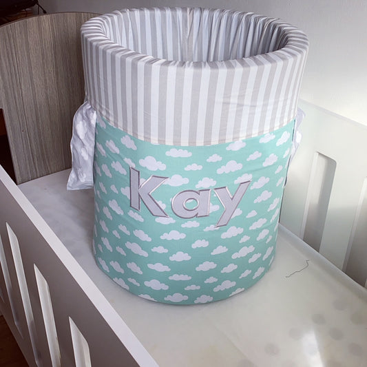 Standard Laundry Barrel - Grey Green Clouds 01