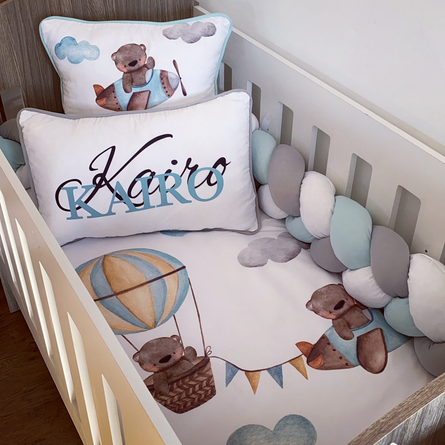 Cot Bedding - Up and Away Bear Set 3