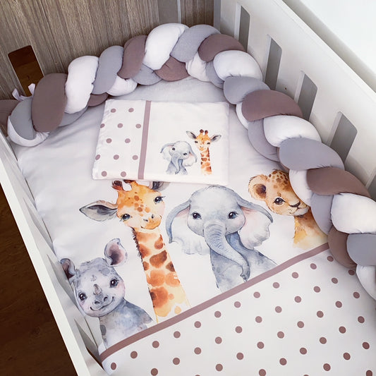 Cot Bedding - Grey Polka Safari Set 05